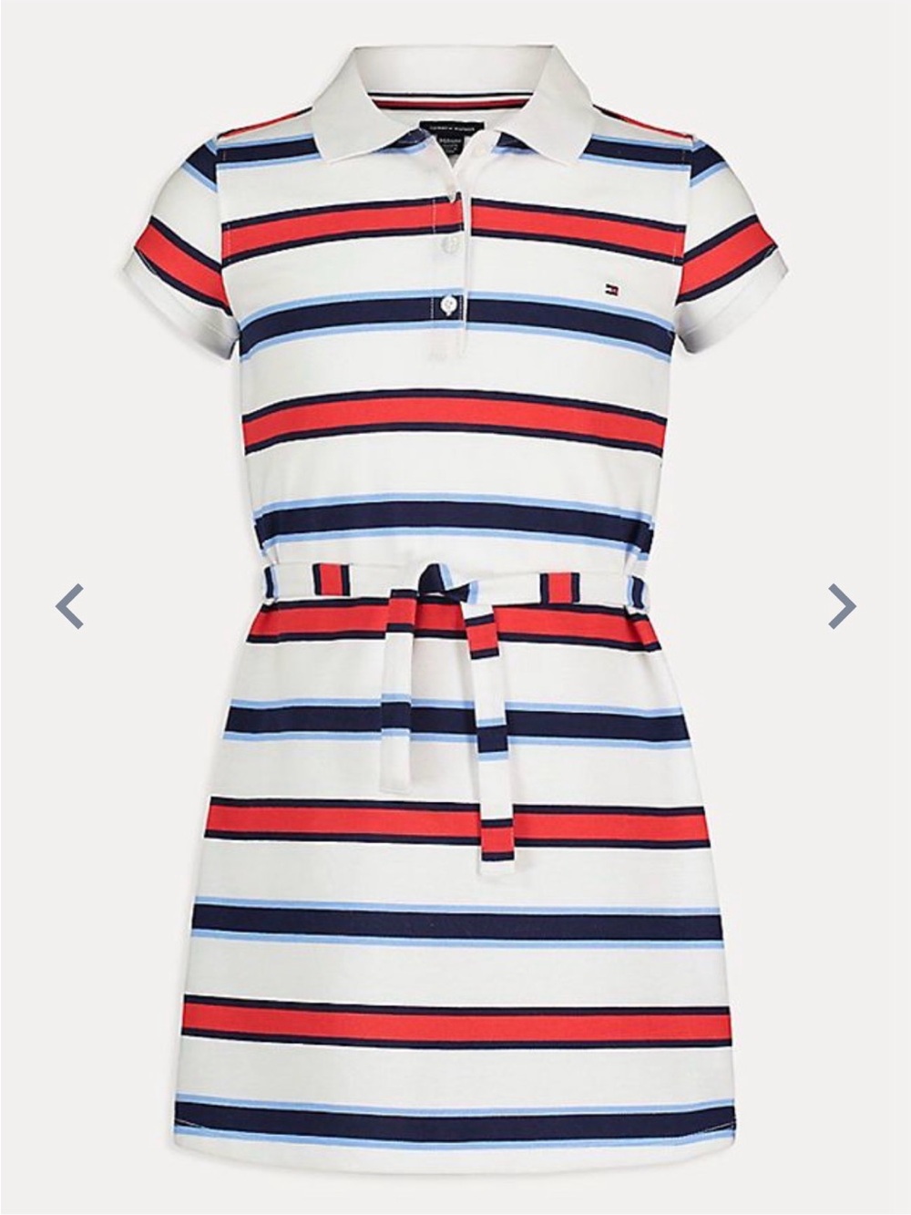 New Tommy Hilfiger Girls 6 Polo Dress Striped Uniform White Red Blue